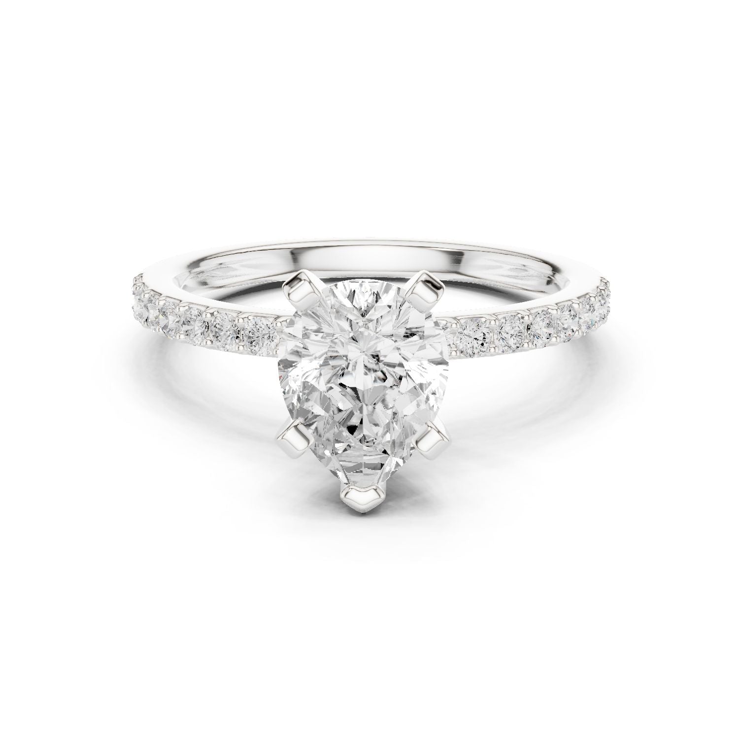 Pear Lab Grown Diamond Pave Engagement Ring