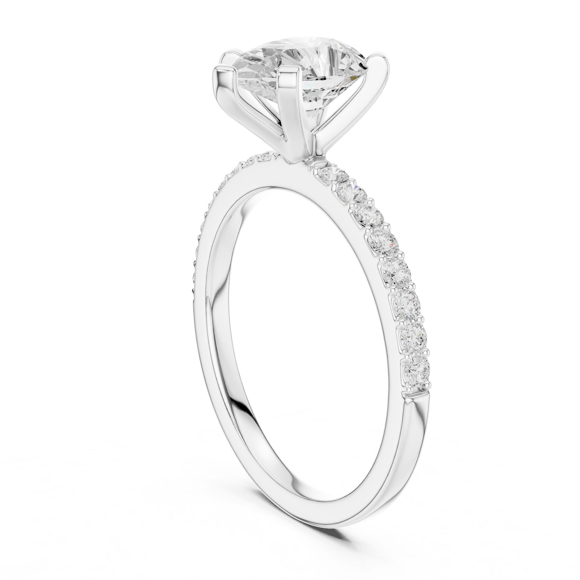 Pear Lab Grown Diamond Pave Engagement Ring