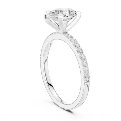 Pear Lab Grown Diamond Pave Engagement Ring