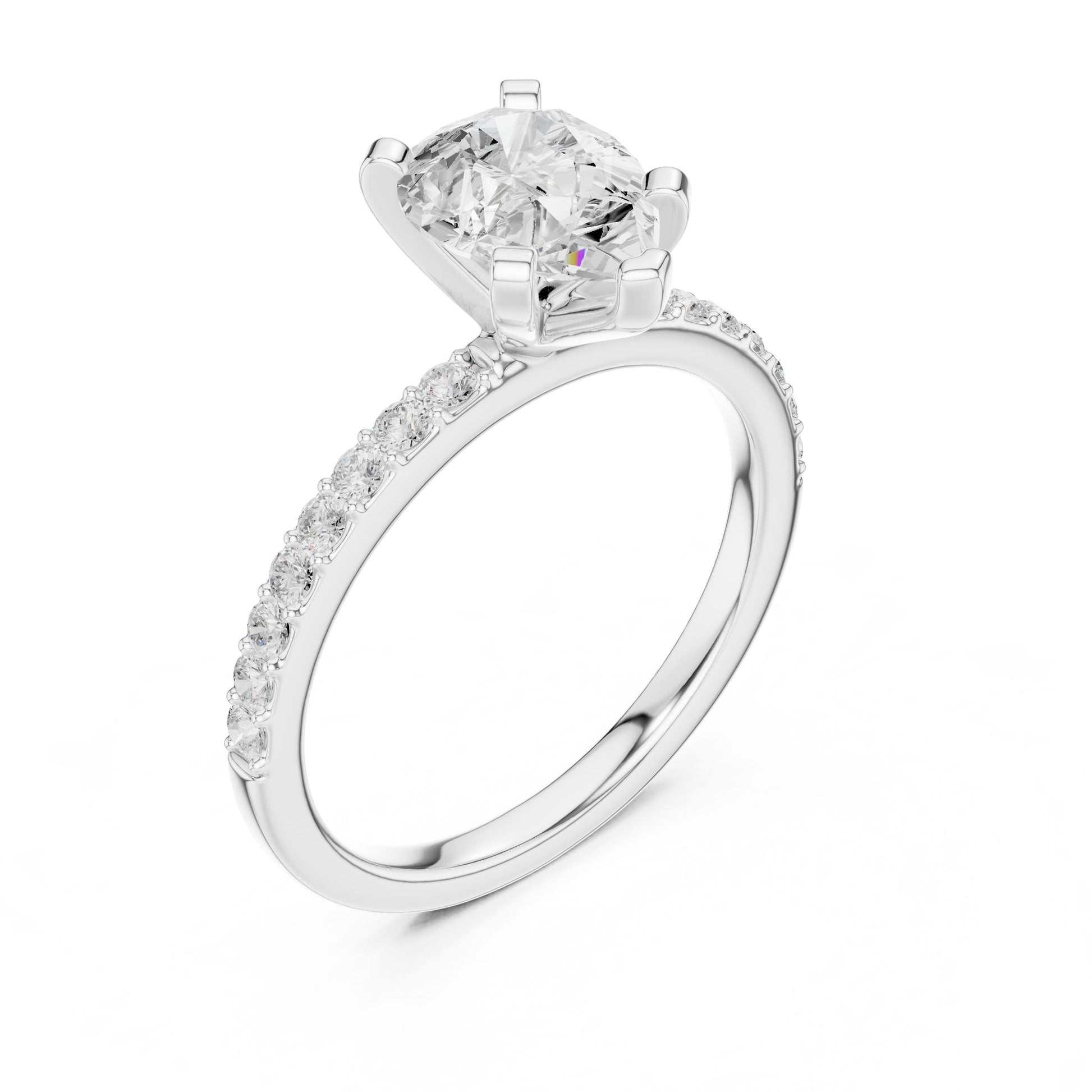 Pear Lab Grown Diamond Pave Engagement Ring