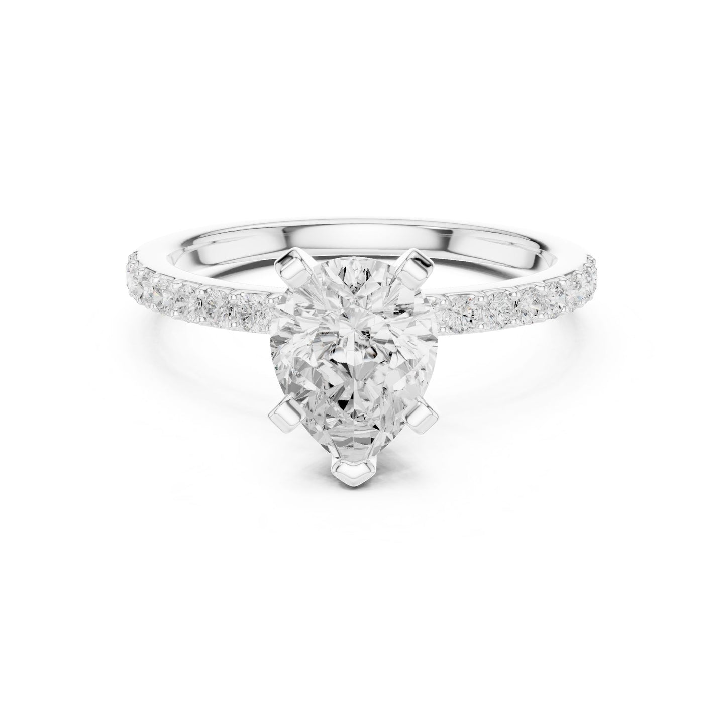 Pear Lab Grown Diamond Pave Engagement Ring