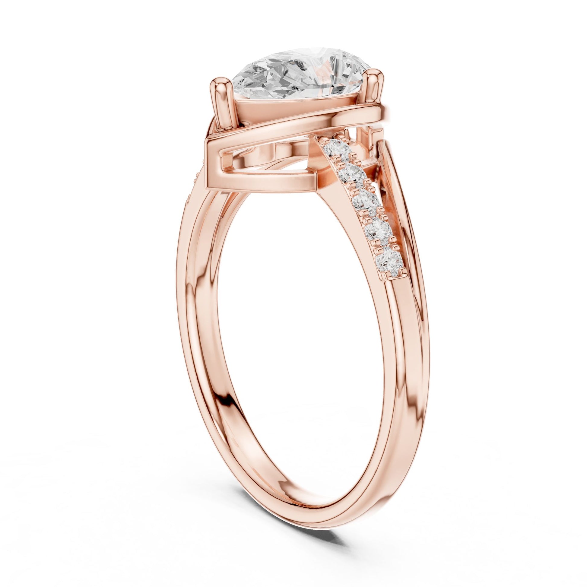 Pear Lab Grown Diamond Side-Stone Engagement Ring