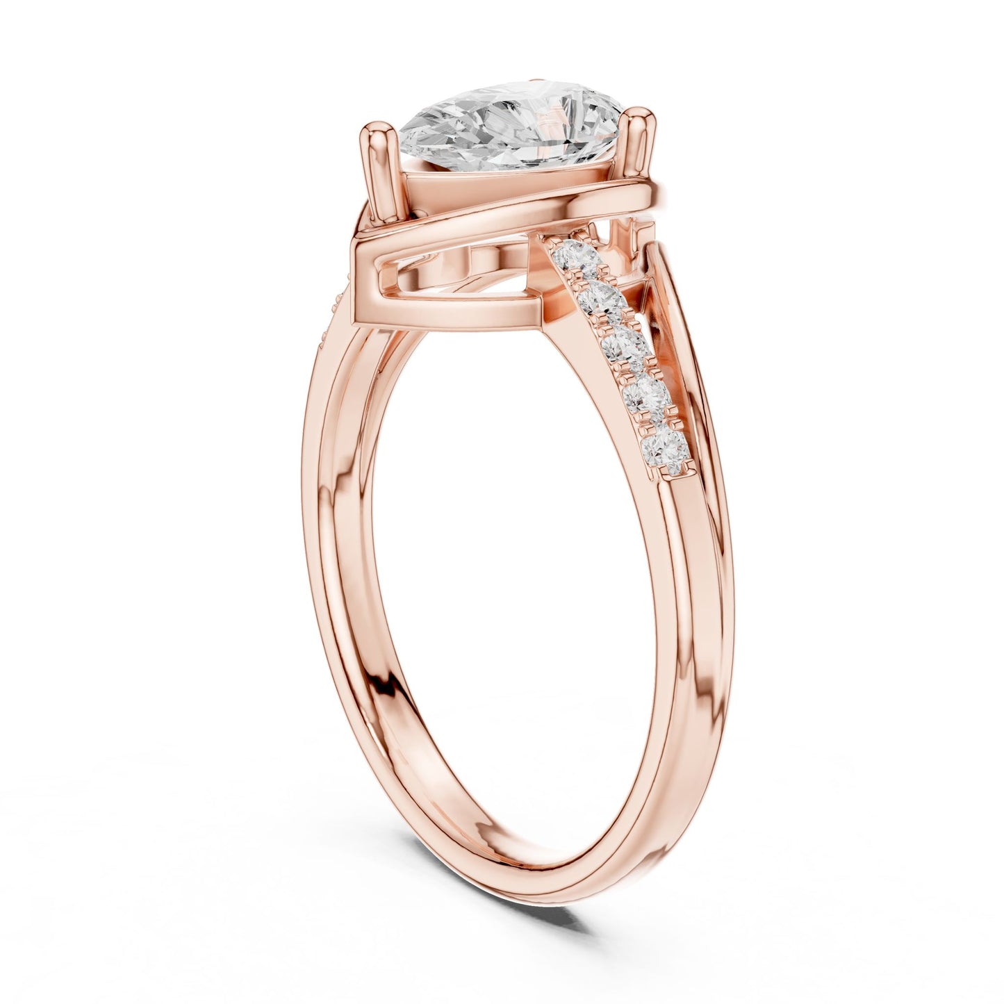 Pear Lab Grown Diamond Side-Stone Engagement Ring