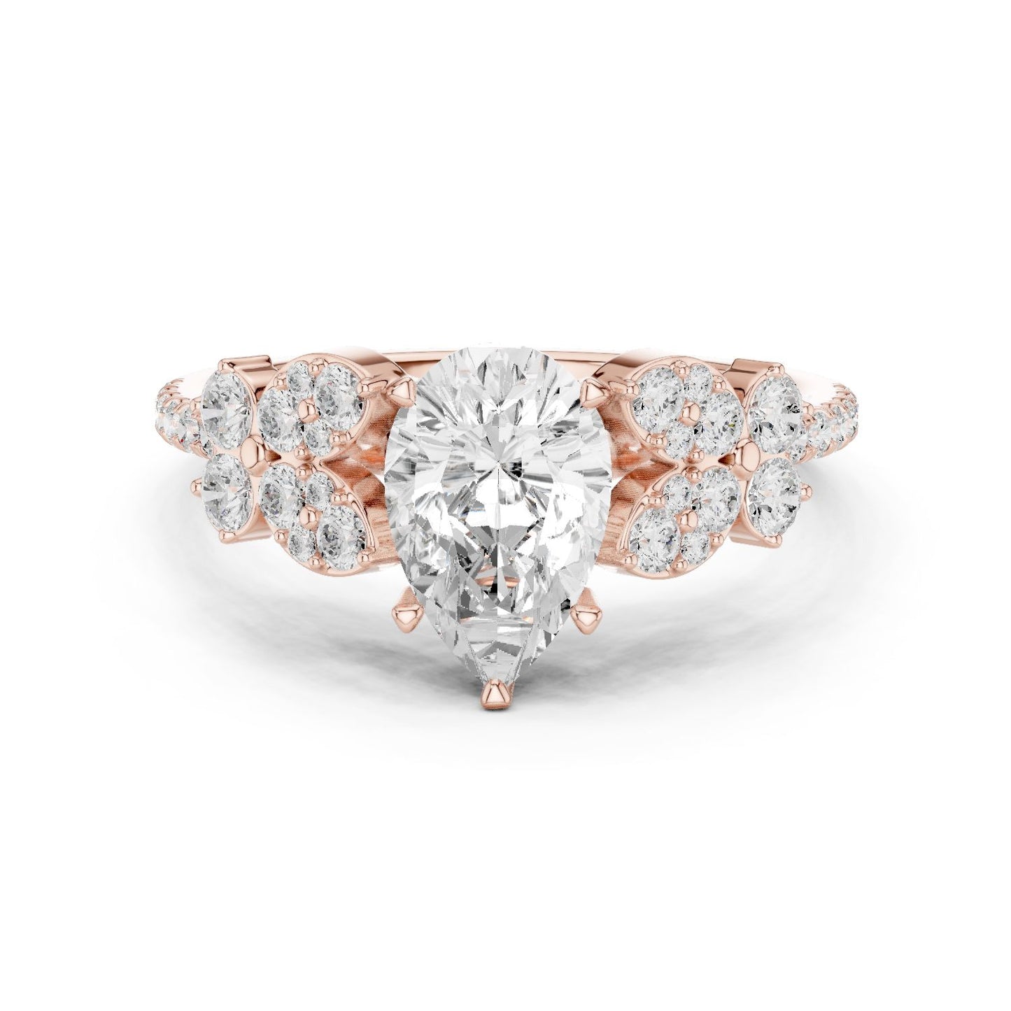 Pear Lab Grown Diamond Side-Stone Engagement Ring