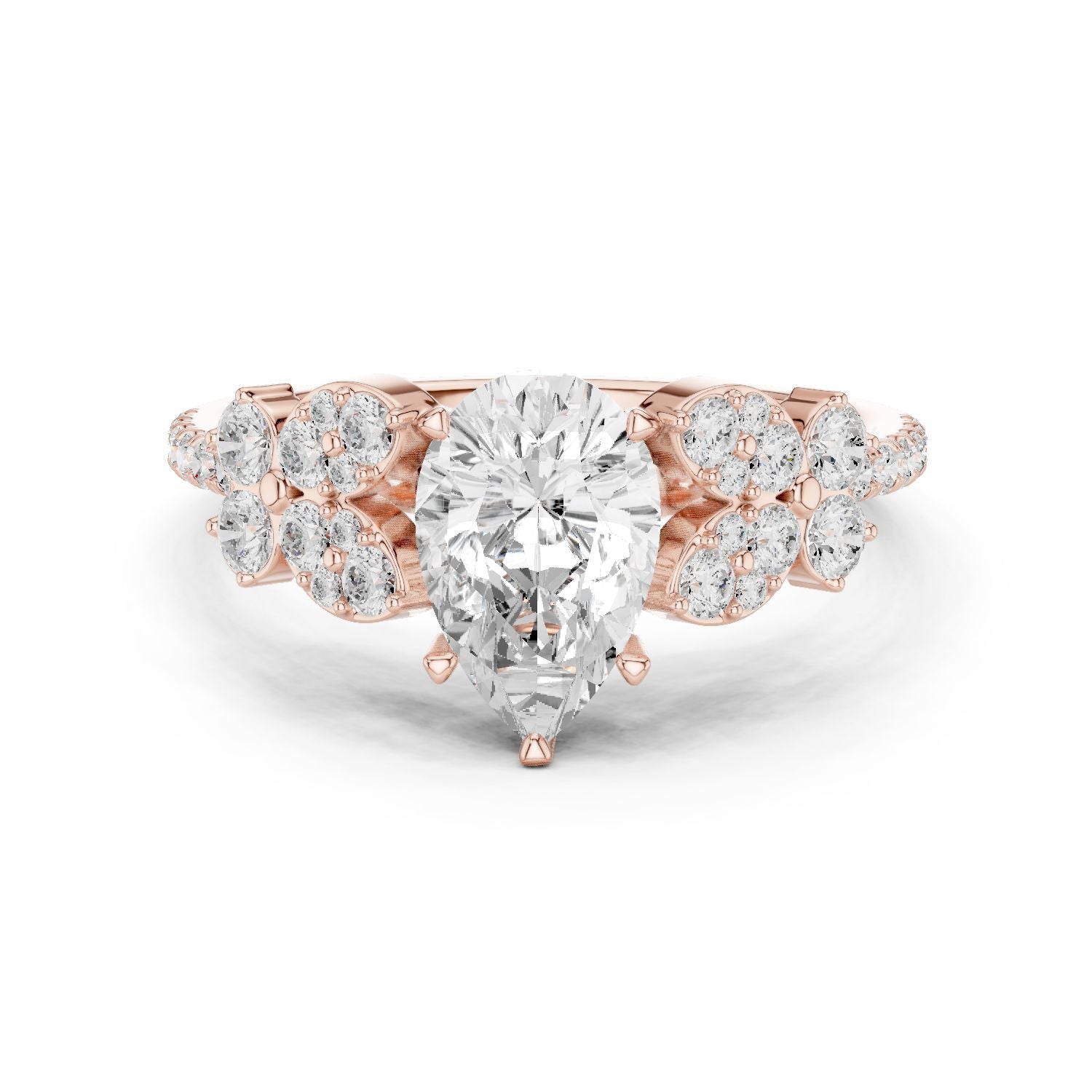 Pear Lab Grown Diamond Side-Stone Engagement Ring