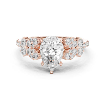 Pear Lab Grown Diamond Side-Stone Engagement Ring