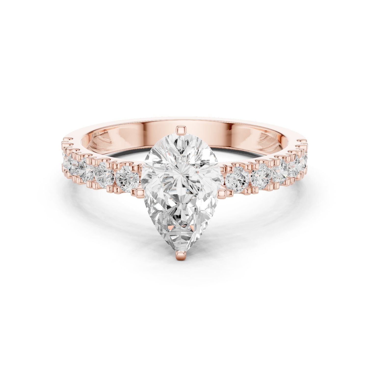 Pear Lab Grown Diamond Side-Stone Engagement Ring