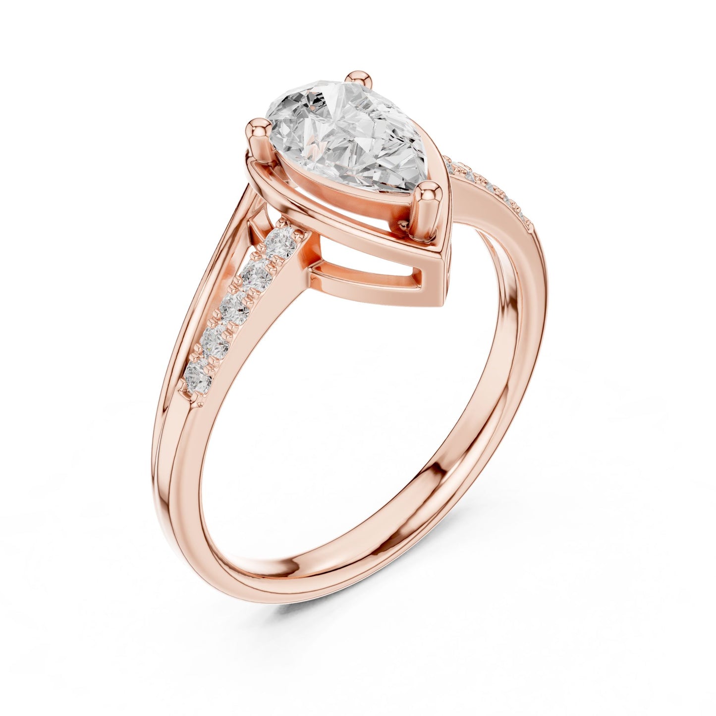 Pear Lab Grown Diamond Side-Stone Engagement Ring