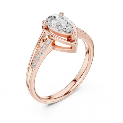 Pear Lab Grown Diamond Side-Stone Engagement Ring