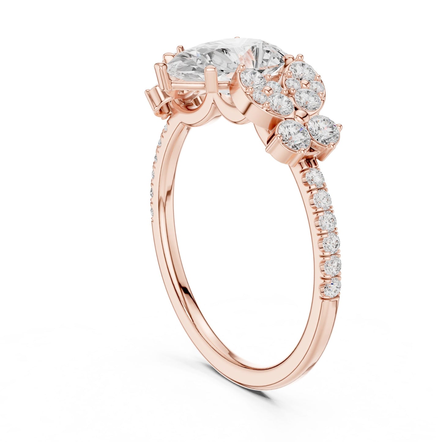 Pear Lab Grown Diamond Side-Stone Engagement Ring
