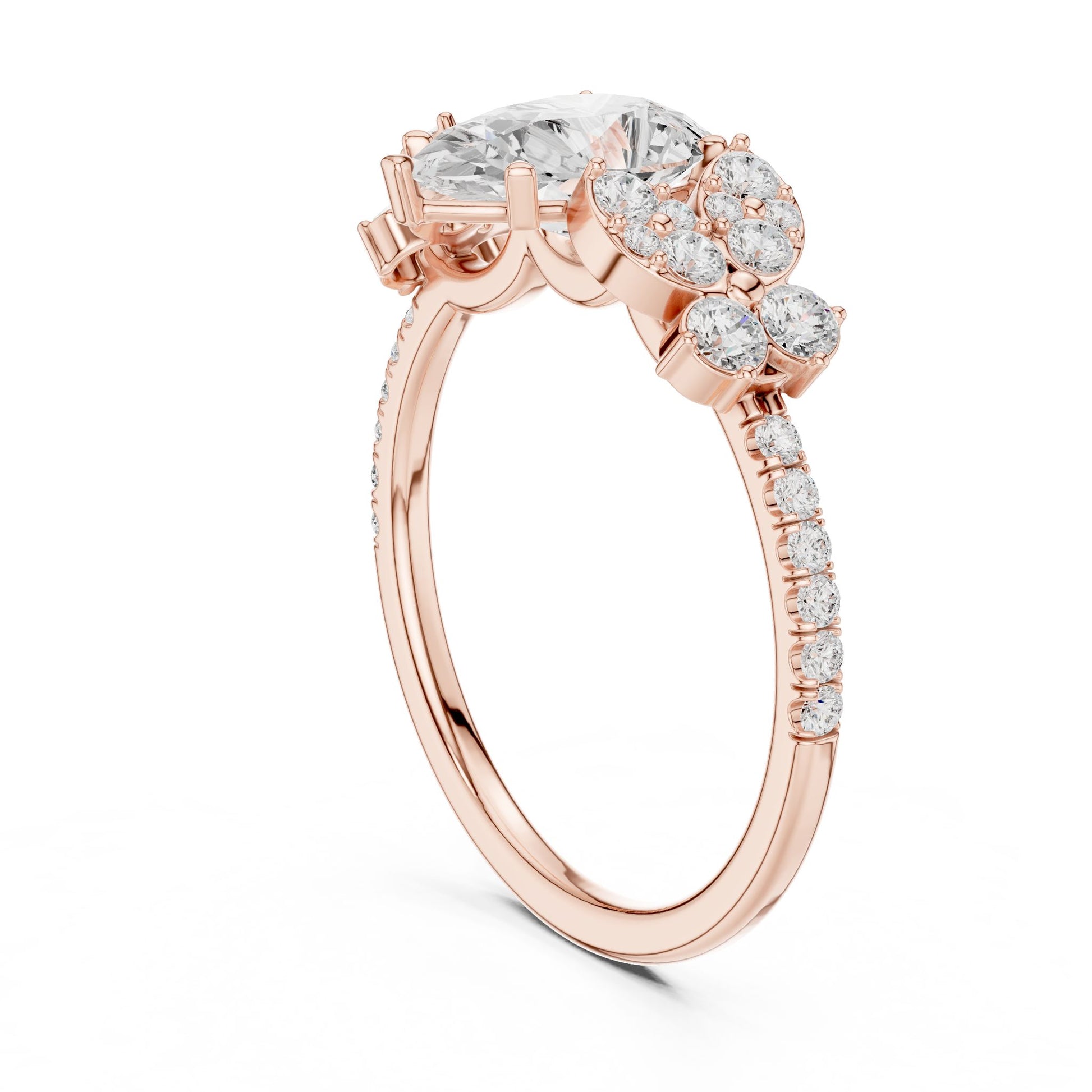 Pear Lab Grown Diamond Side-Stone Engagement Ring