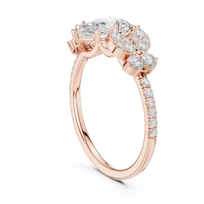 Pear Lab Grown Diamond Side-Stone Engagement Ring