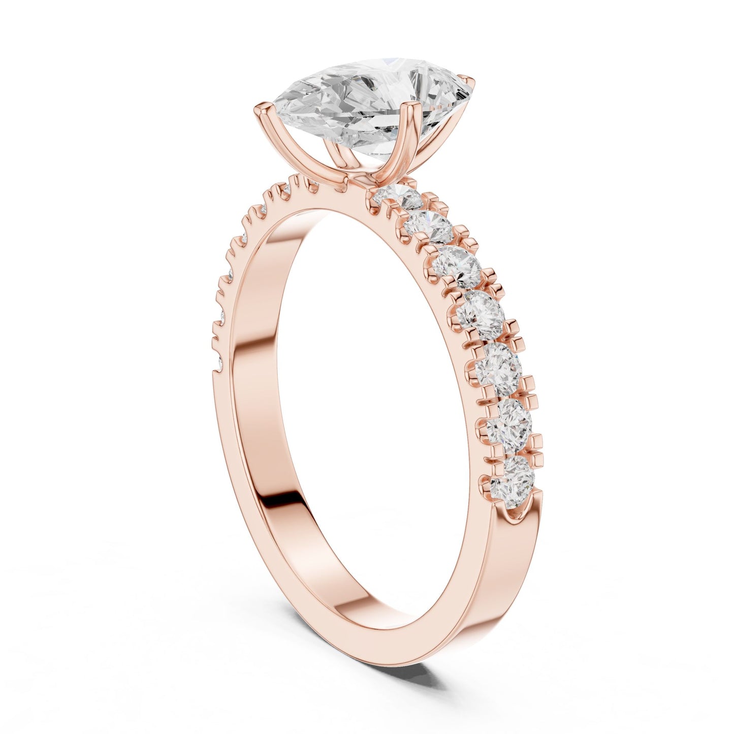 Pear Lab Grown Diamond Side-Stone Engagement Ring