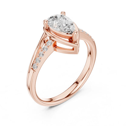 Pear Lab Grown Diamond Side-Stone Engagement Ring