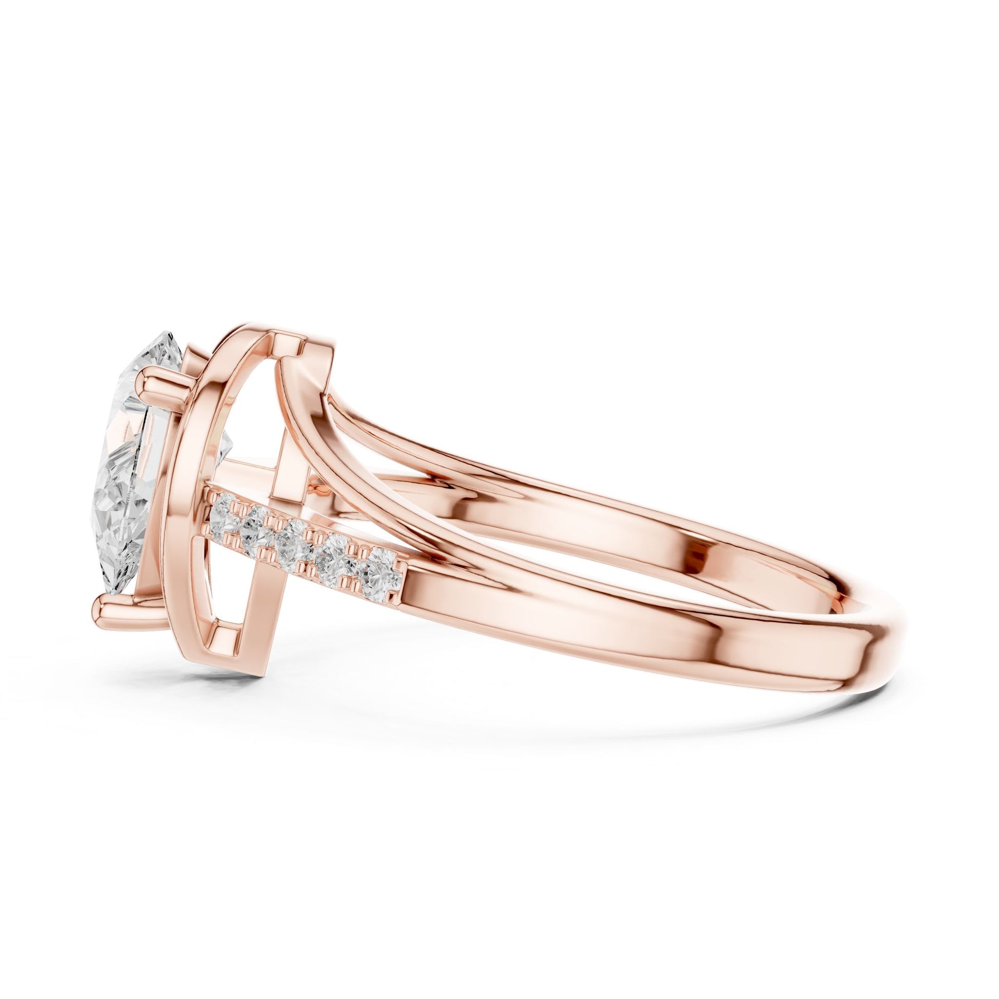 Pear Lab Grown Diamond Side-Stone Engagement Ring