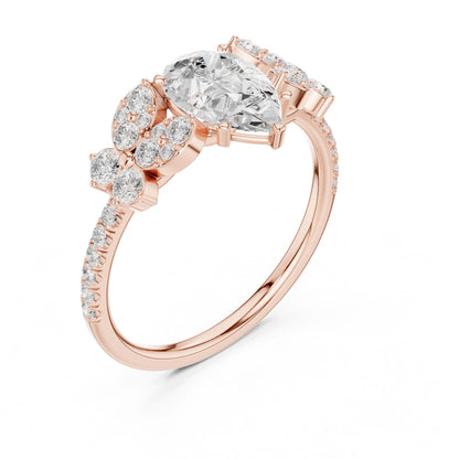 Pear Lab Grown Diamond Side-Stone Engagement Ring