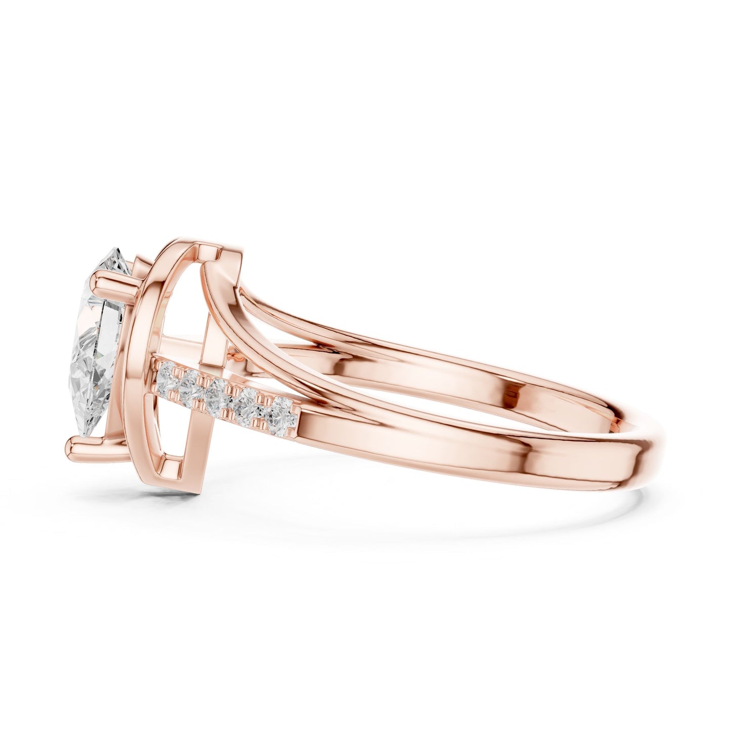 Pear Lab Grown Diamond Side-Stone Engagement Ring