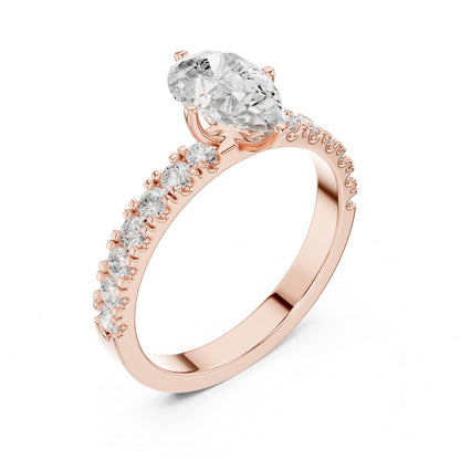 Pear Lab Grown Diamond Side-Stone Engagement Ring