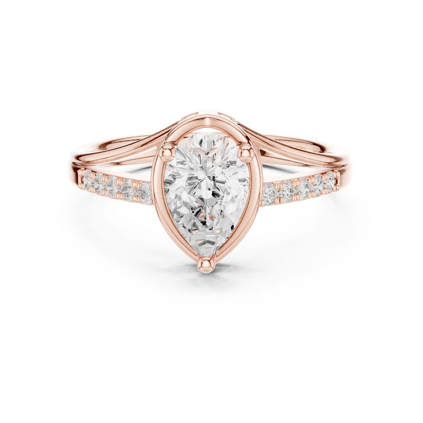 Pear Lab Grown Diamond Side-Stone Engagement Ring