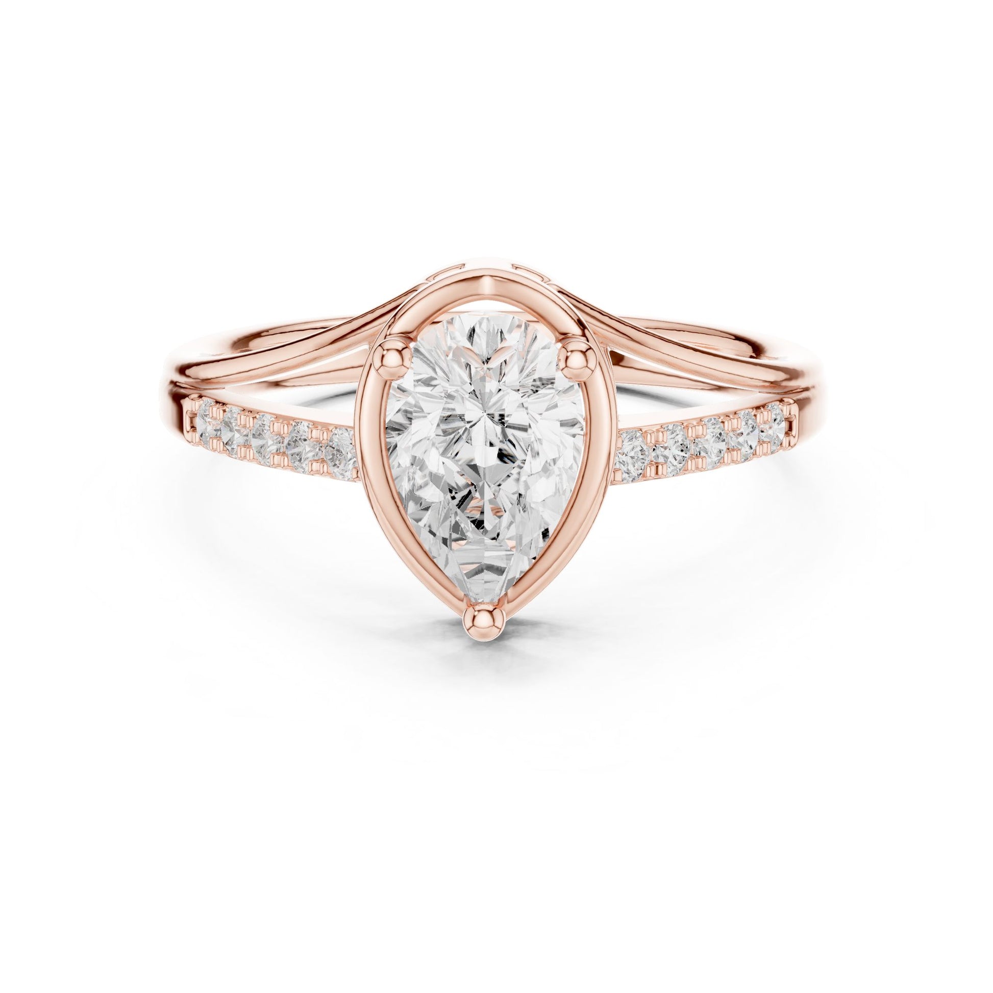 Pear Lab Grown Diamond Side-Stone Engagement Ring
