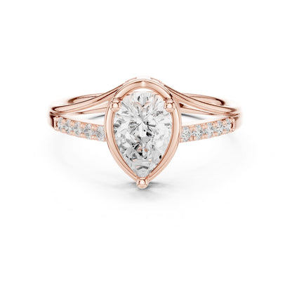 Pear Lab Grown Diamond Side-Stone Engagement Ring