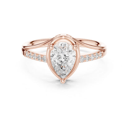 Pear Lab Grown Diamond Side-Stone Engagement Ring