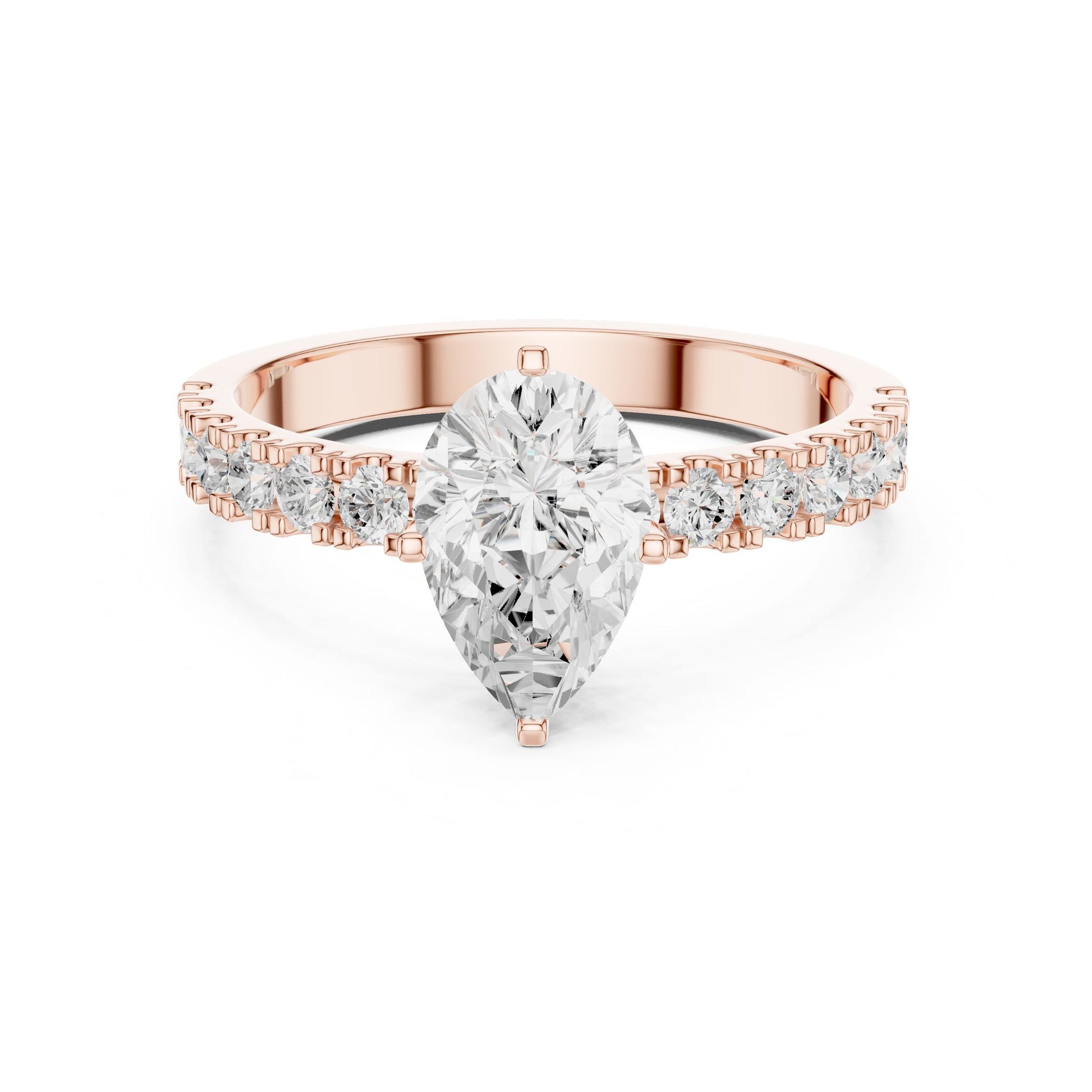 Pear Lab Grown Diamond Side-Stone Engagement Ring