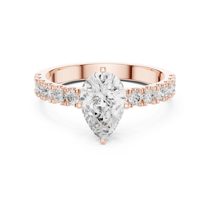 Pear Lab Grown Diamond Side-Stone Engagement Ring