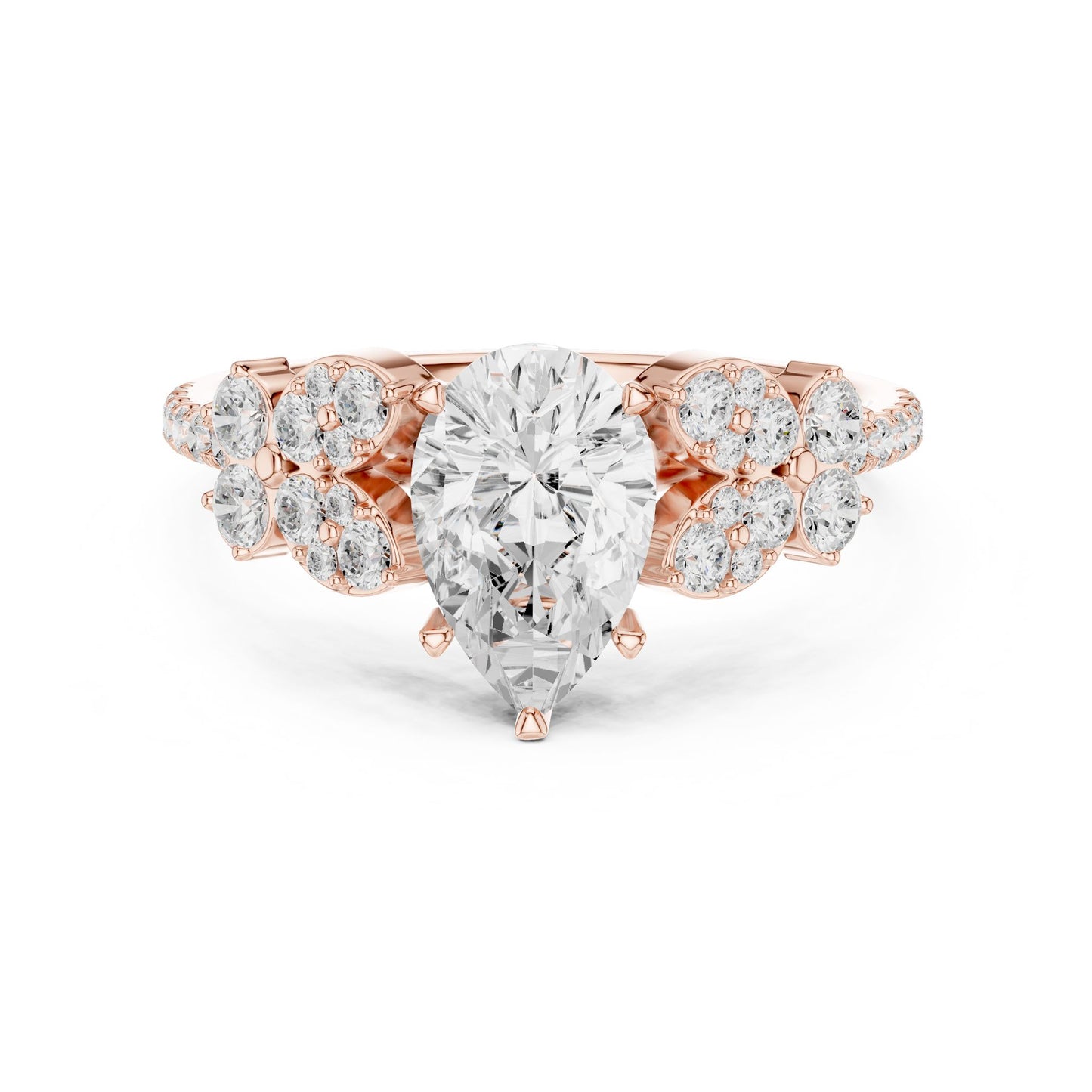 Pear Lab Grown Diamond Side-Stone Engagement Ring