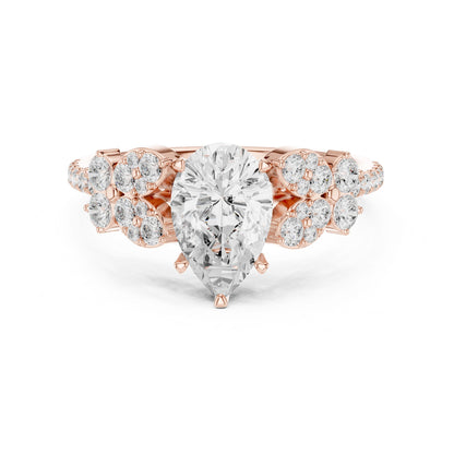 Pear Lab Grown Diamond Side-Stone Engagement Ring
