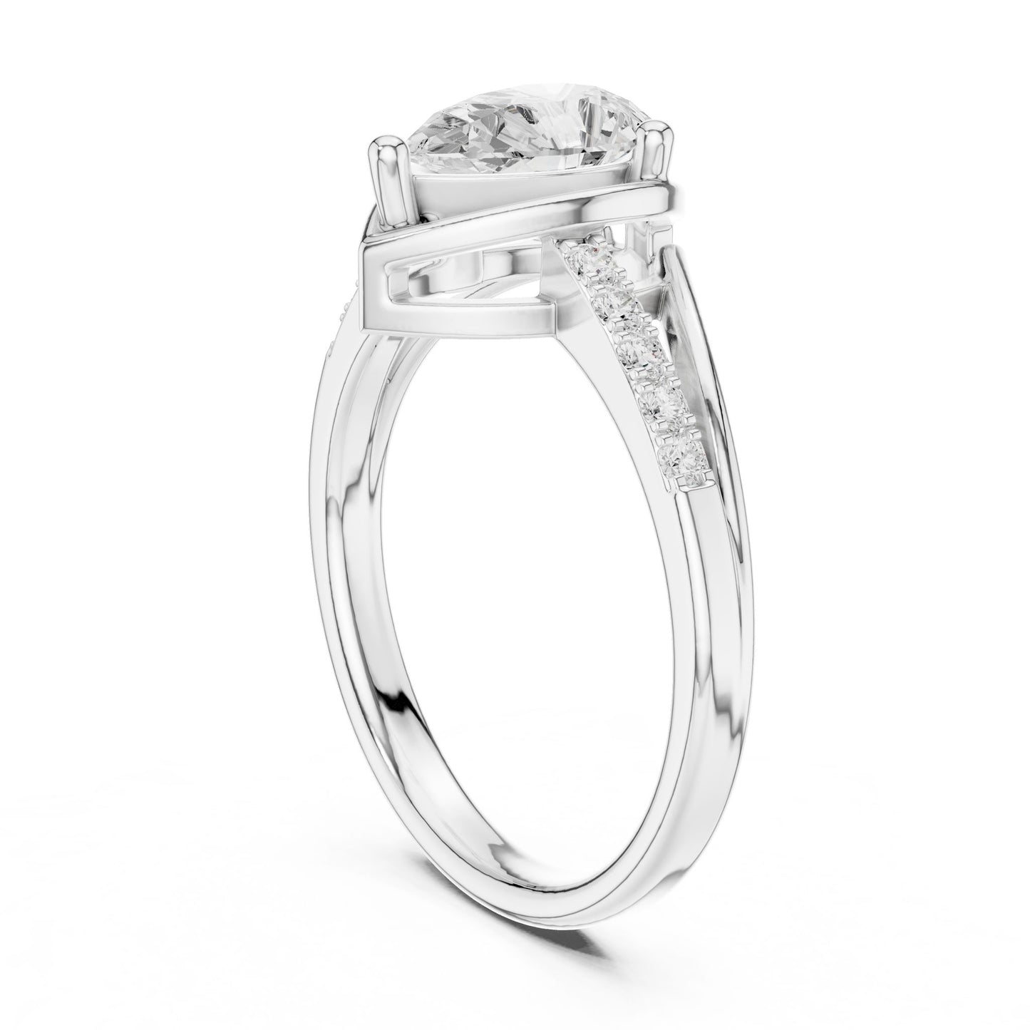 Pear Lab Grown Diamond Side-Stone Engagement Ring