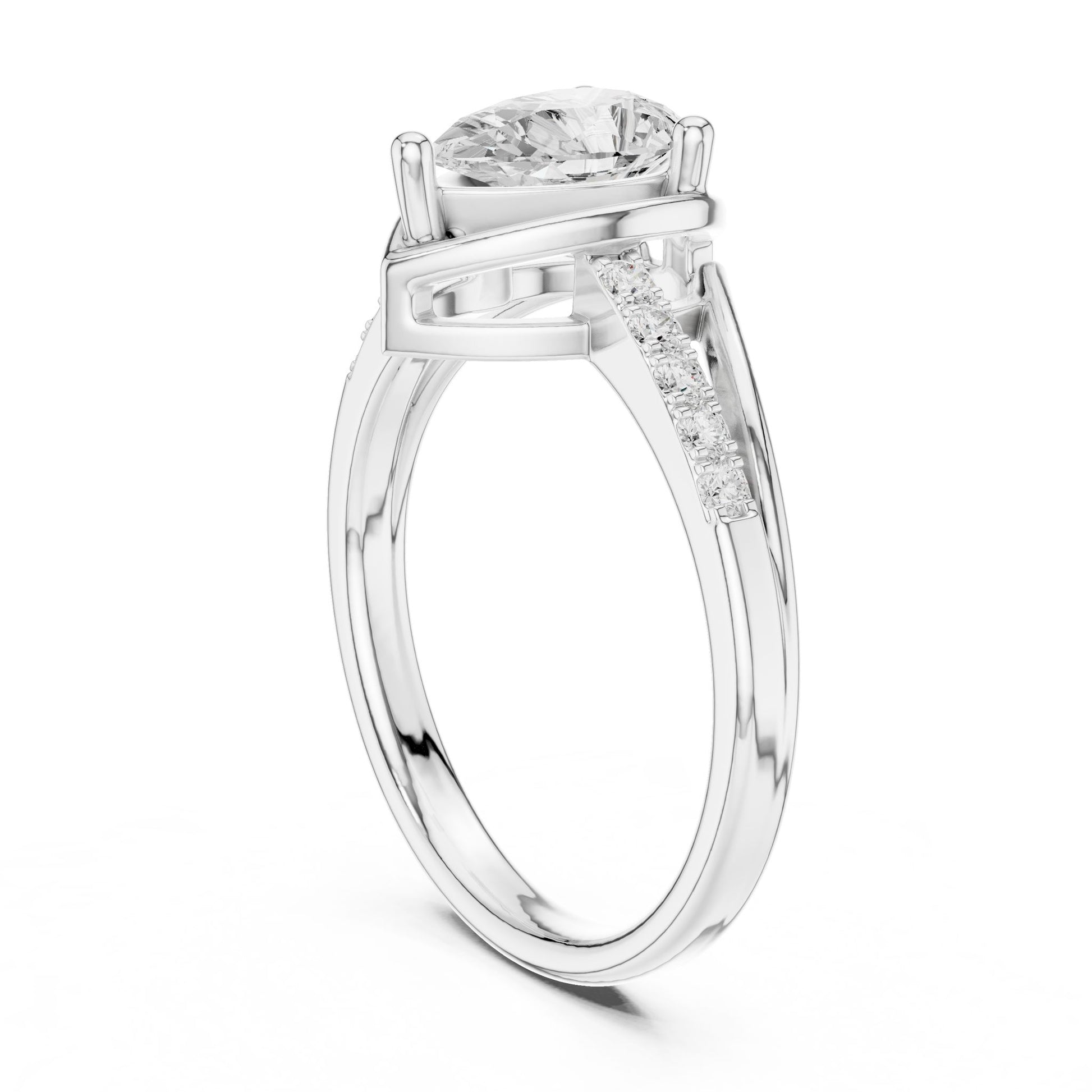 Pear Lab Grown Diamond Side-Stone Engagement Ring