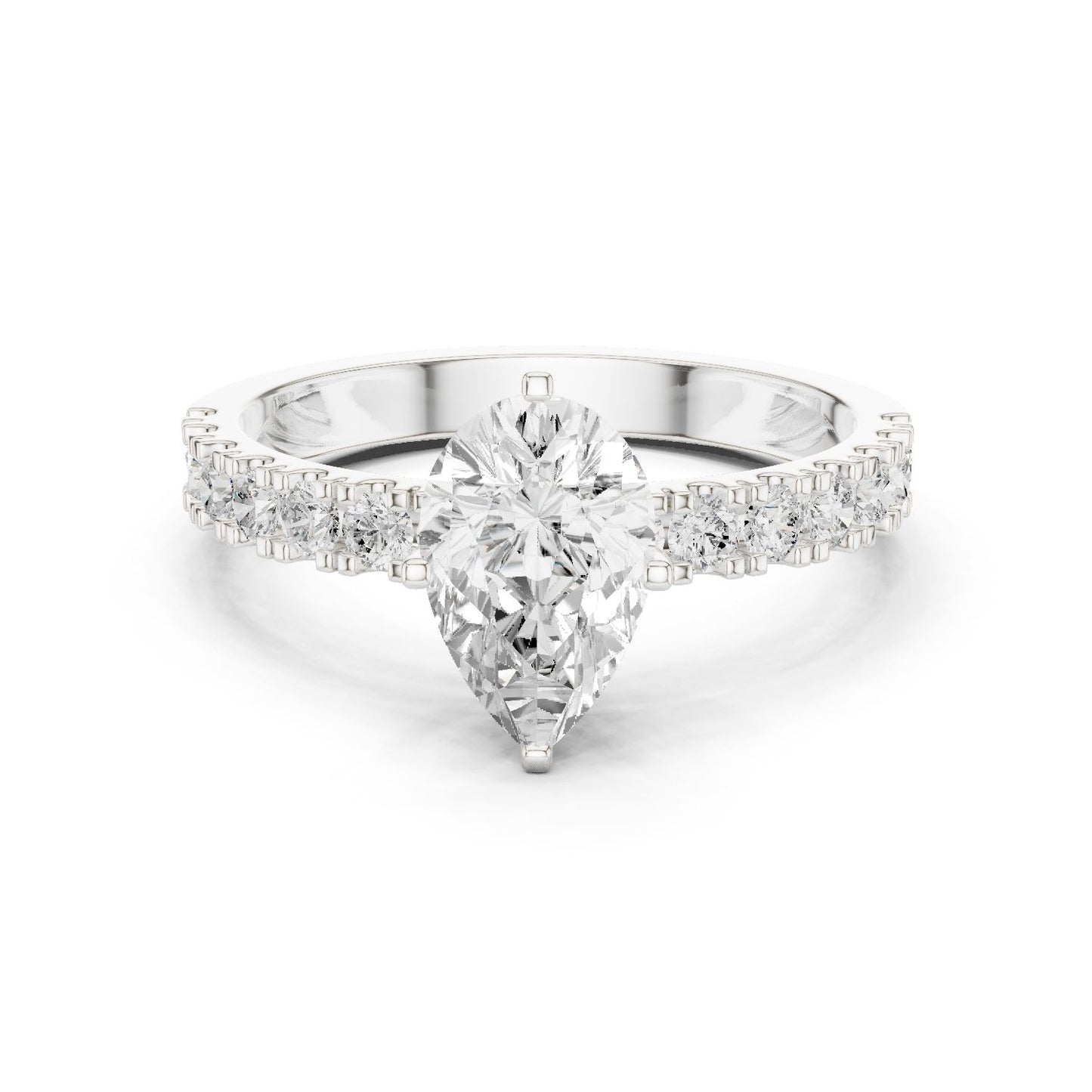 Pear Lab Grown Diamond Side-Stone Engagement Ring