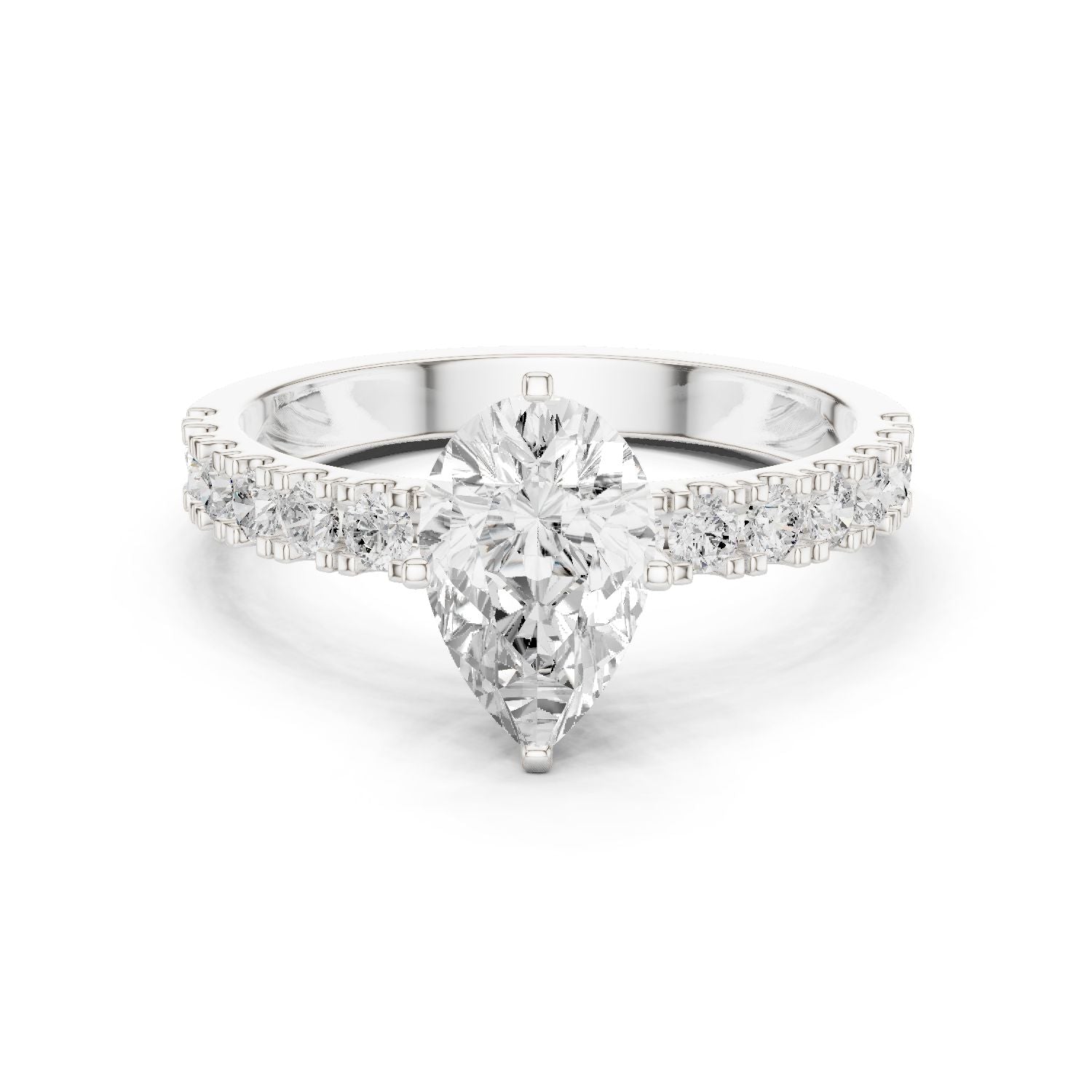 Pear Lab Grown Diamond Side-Stone Engagement Ring
