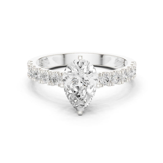 Pear Lab Grown Diamond Side-Stone Engagement Ring