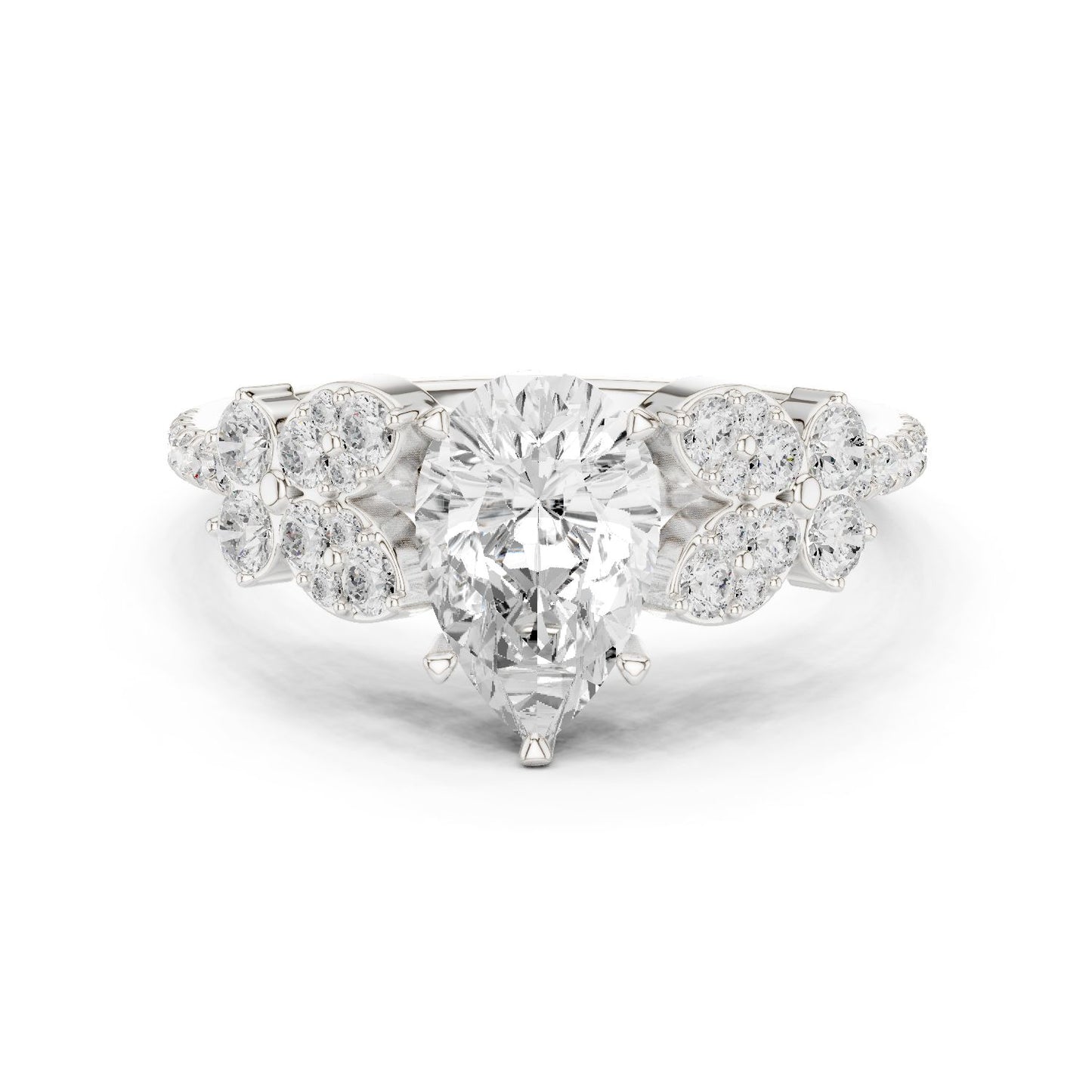 Pear Lab Grown Diamond Side-Stone Engagement Ring