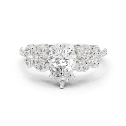 Pear Lab Grown Diamond Side-Stone Engagement Ring
