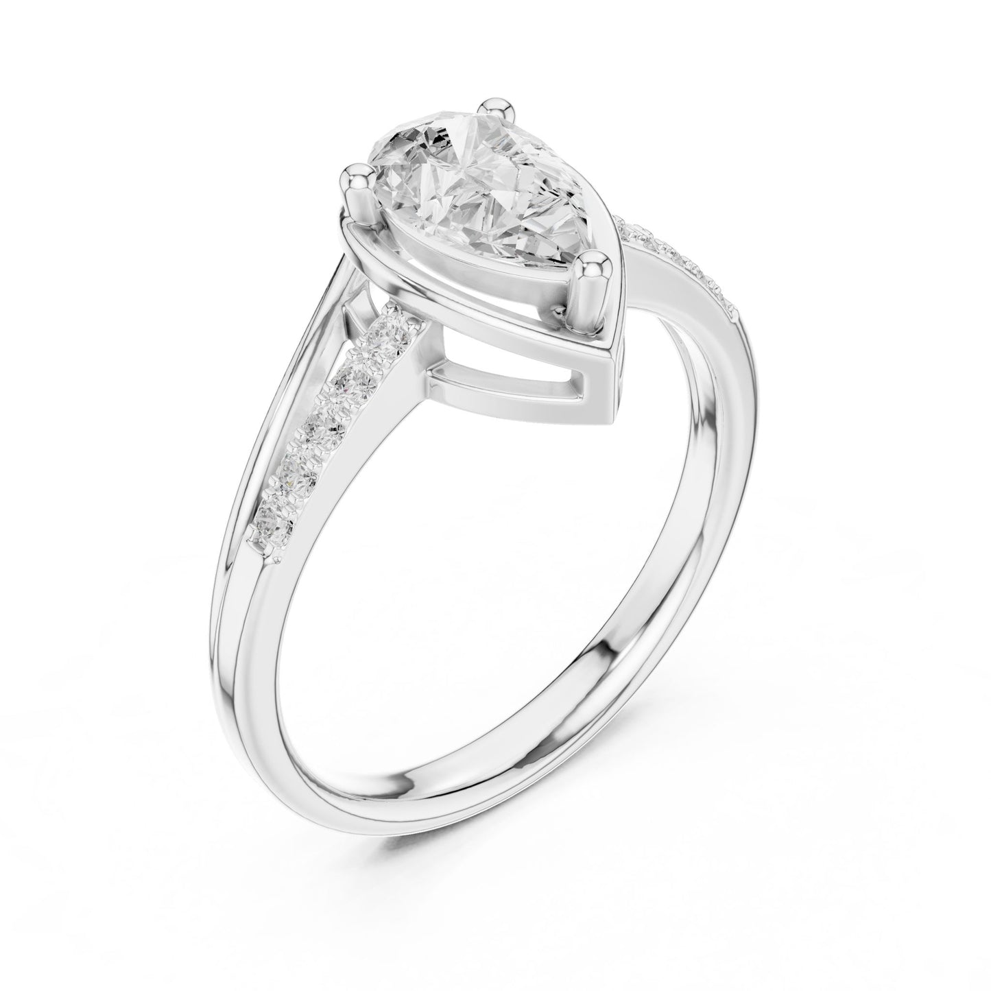 Pear Lab Grown Diamond Side-Stone Engagement Ring