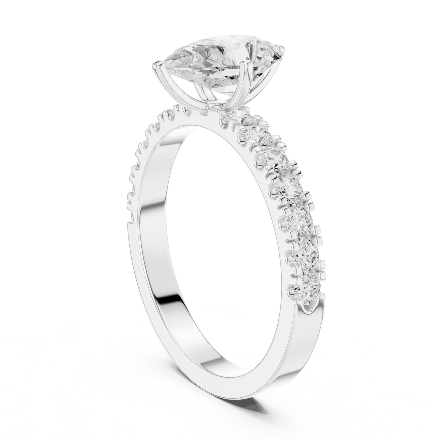 Pear Lab Grown Diamond Side-Stone Engagement Ring