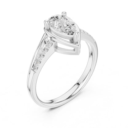 Pear Lab Grown Diamond Side-Stone Engagement Ring