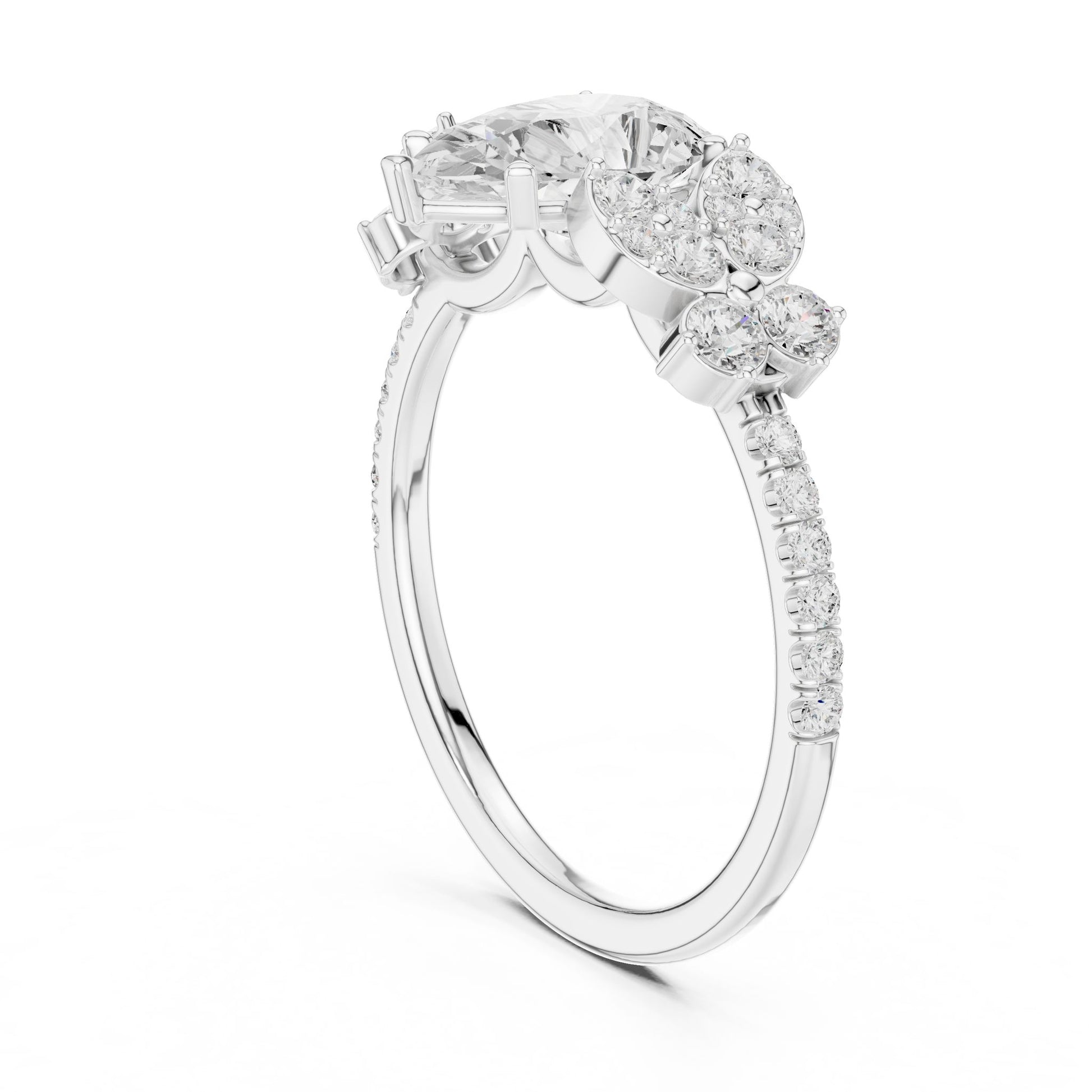 Pear Lab Grown Diamond Side-Stone Engagement Ring