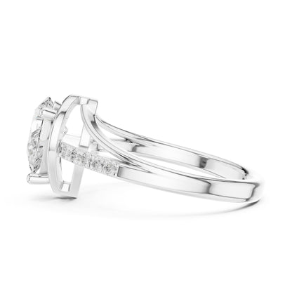 Pear Lab Grown Diamond Side-Stone Engagement Ring