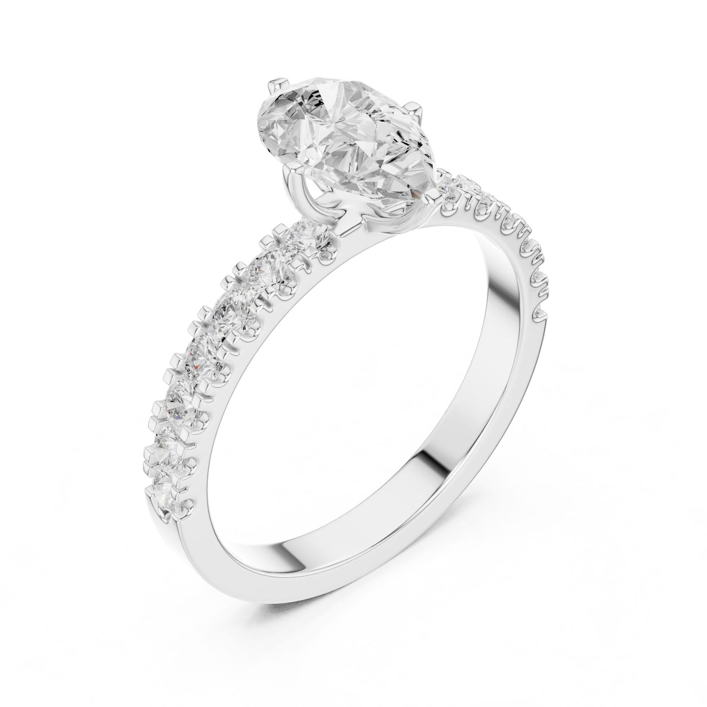 Pear Lab Grown Diamond Side-Stone Engagement Ring