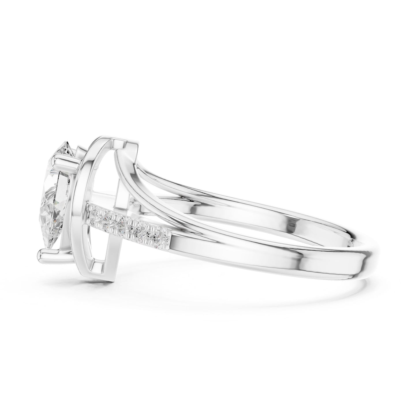 Pear Lab Grown Diamond Side-Stone Engagement Ring