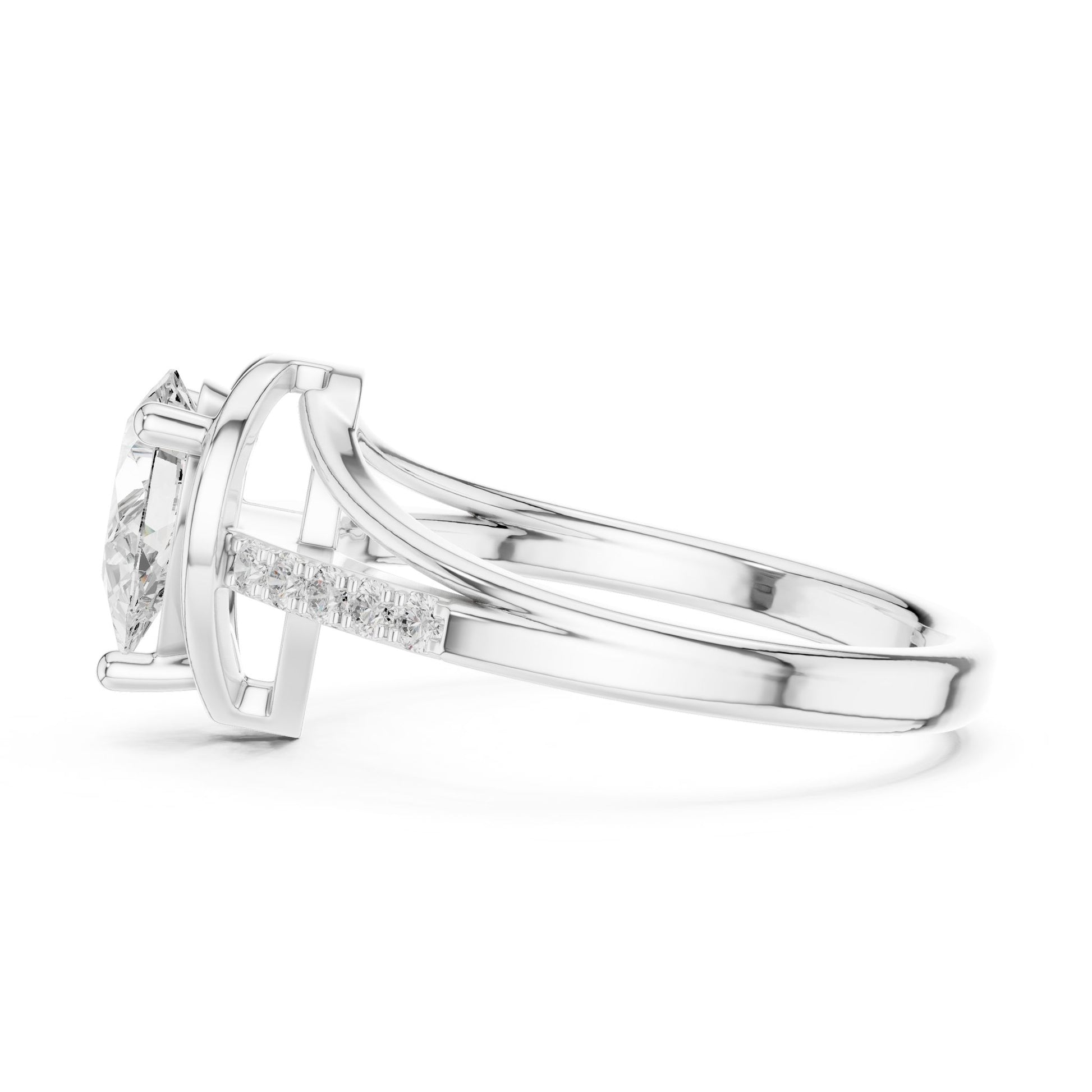 Pear Lab Grown Diamond Side-Stone Engagement Ring