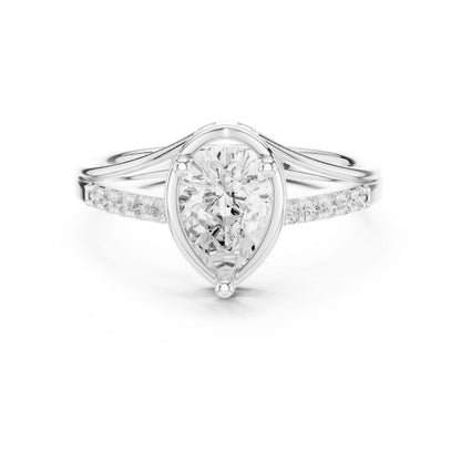 Pear Lab Grown Diamond Side-Stone Engagement Ring