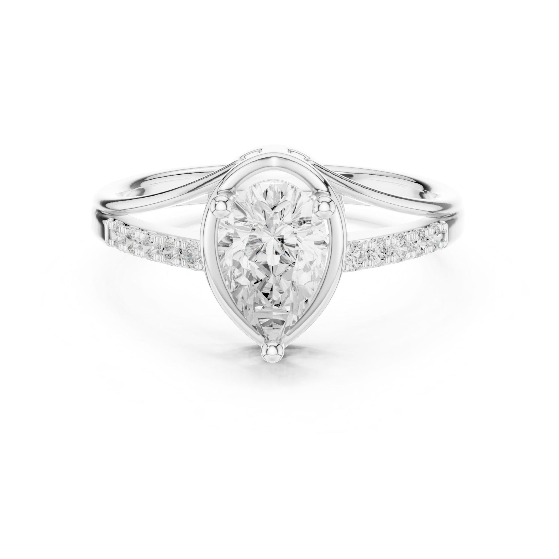 Pear Lab Grown Diamond Side-Stone Engagement Ring