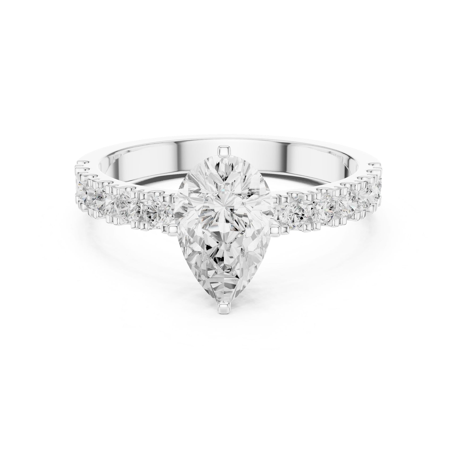Pear Lab Grown Diamond Side-Stone Engagement Ring