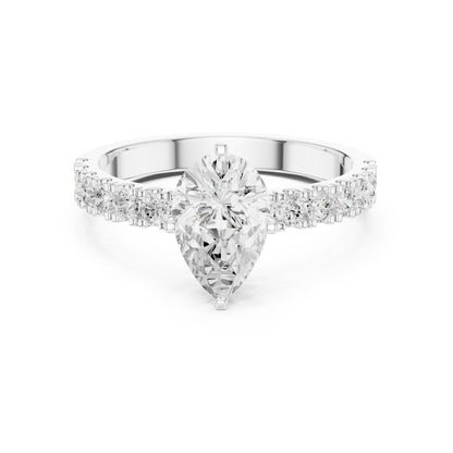 Pear Lab Grown Diamond Side-Stone Engagement Ring