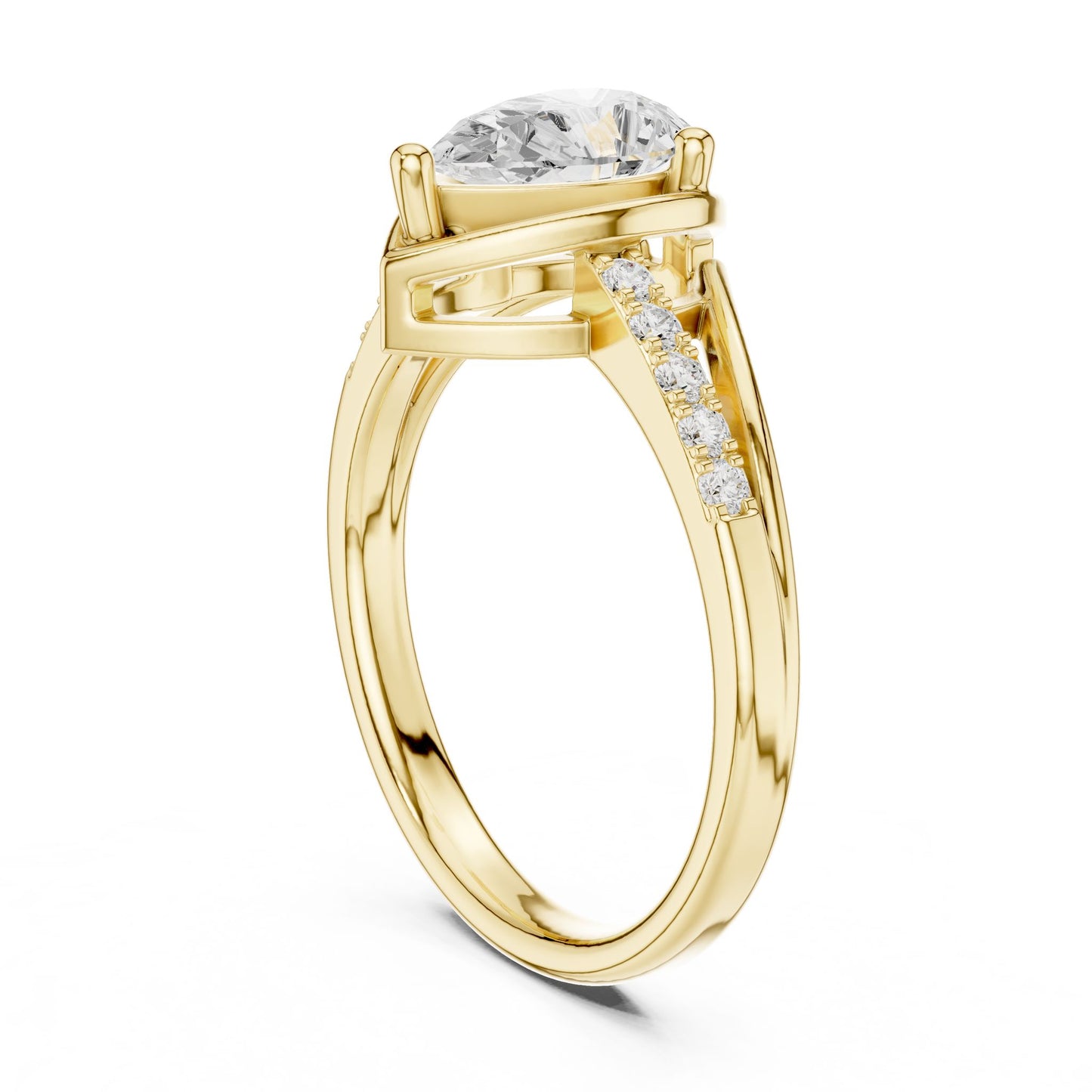 Pear Lab Grown Diamond Side-Stone Engagement Ring